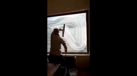 Cleaning the windows with music