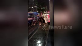 Newsflare Edit - Street Fight Between Two Korean Men Ends With KO