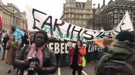 Extinction Rebellion lead march outside Westminster during PM Brexit vote