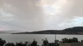 Lightning hits powerline pole 40m away