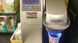 Coffee, tea and creamers, Keurg coffee maker at an office