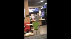 McDonald's customer loses his balance and falls over