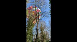 Learner driver balloon pilot hits trees, narrowly missed river and lands in field.