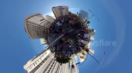 Amazing view of Los Angeles' Women's March caught in 360 degree video footage