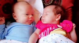 1 month twins having a conversation