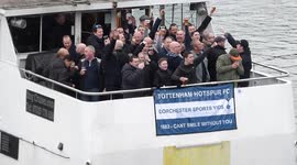 Tottenham Hotspur fans on a boat trip to Fulham 19 Feb 2017