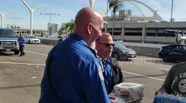 Citizens donating food to the TSA at  LAX