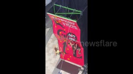 Rock climbing competition at a shopping centre in Bangkok.