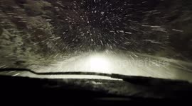 Driver navigates through harrowing blizzard conditions in Scottish Highlands