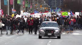 Thousands of students in Toronto Canada protest cuts to student loans and end of free tuition program