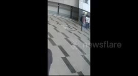 CCTV captures moment shopper falls into hole in floor at Indian mall