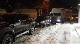 HBR Dumbarton and JLC snow heroes pulling Aldi truck out of the snow after being stuck for 2 days.