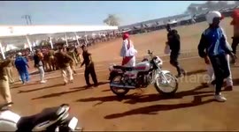 Chaos when riderless bike plunges into crowd of spectators after stunt fail