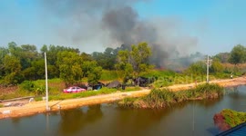 Wildfire strikes parched jungle area in Thailand