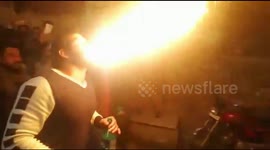 Shocking video as amateur firebreather suffers terrifying blowback