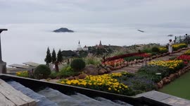 Beautiful river of clouds flows through Thai mountain