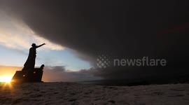 Winter Storm Clouds Over Famous Statue