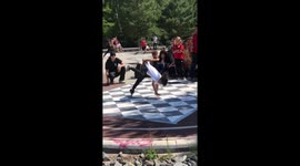 Hip hop and B boying street dance of a kid