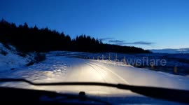 Rough terrain covered with snow gives driver the chills in Scottish Highlands