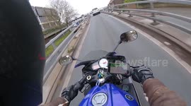 Car Cuts Across Junction. (Close Call)