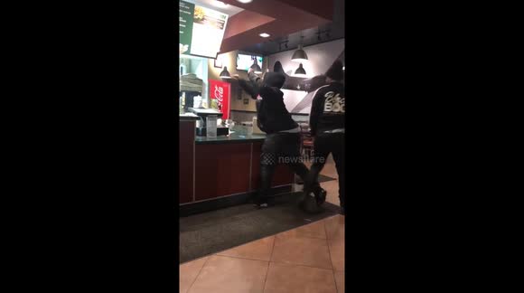 Fight breaks out in fast food restaurant after man was allegedly fired ...