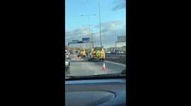 Crashed Van On Its Side M60 Motorway