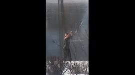 Girl slipping on ice