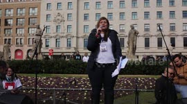 Alejandro Colldefors, national delegate of the PSOE of Catalonia speaking at the Venezuelan protest in Barcelona on February 2, 2019,