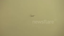 Flybe aircraft struggles with high winds at Leeds Bradford Airport