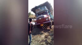 Bizarre Truck turned upside down in India