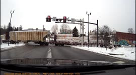 Train crossing a highway