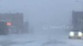 Small town in a blizzard