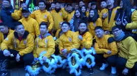 Chinese New Year 2019 - Dragon Dance team pose for a group photo in Soho