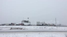 Jack-knifed semi on major hwy 400 in Toronto