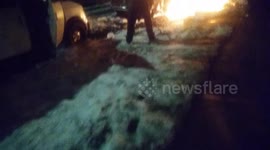 Propane Tank explodes inside mini van Feb 13 2019. Seattle, Washington USA