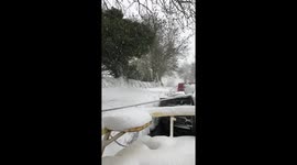 Snow blizzard on the canal