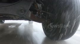 Salt shortage leaves ice covered slippery streets in Ontario Canada as the snow and winter weather intensifies