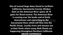 NIMBUS DAM SACRAMENTO CALIF One of several large dams found in northern California, Sacramento County, Nimbus Dam on the American River opens all 18 gates for flood control. The American River is running over the banks and at limits downstream and connect