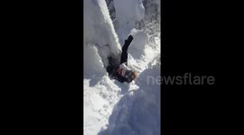 'I am alive!' Funny moment Canadian man gets stuck in 6.5 feet of snow