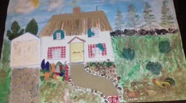 Art picture The Cottage under the sun set