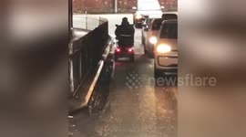 Shocking footage shows UK mobility scooter user driving into oncoming traffic