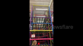 Mom falling through jungle gym