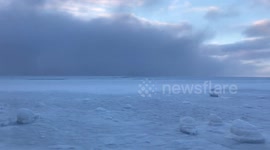 Ice covered harbour amid extreme cold in western Newfoundland