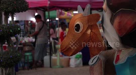 Beautiful animal shaped lanterns at Chinese temple festival