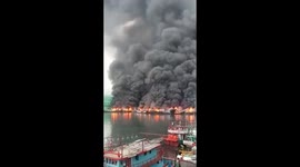Fishermen Boats Burned Out In Jakarta, Indonesia