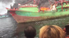 A Dozen of Fishermen Boats Burned Out in Jakarta, Indonesia