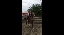 Horse trots and throws girls of her back