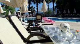 Hogging Sun beds around a Swimming pool is how fights can start!