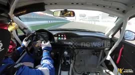 2 Race cars almost crash!