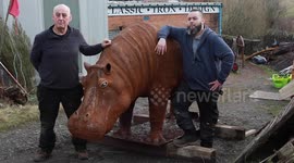Life-size HIPPO made from recycled scrap metal